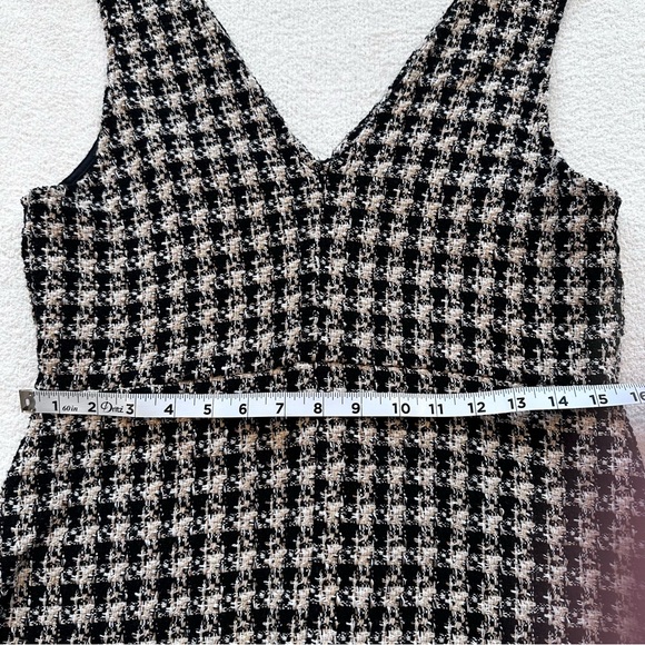 Primark Black & Beige Tweed V Neck Dress - Picture 8 of 8